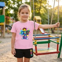 Ensemble de t-shirts blancs pour enfants, impression numérique, manches courtes + short, été, garçon, fille, tout-petit, 3-12 ans, ensemble décontracté et tendance 6