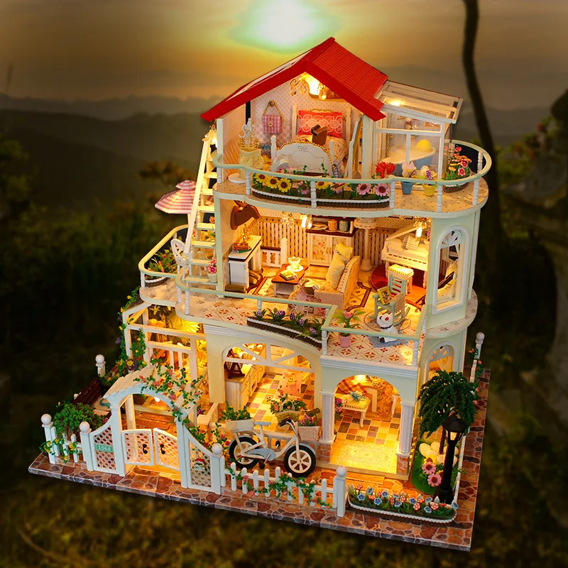 30cm Led Three Layer Villa Diy Doll House Diy Dollhouse Diy Doll House Miniature Dollhouse