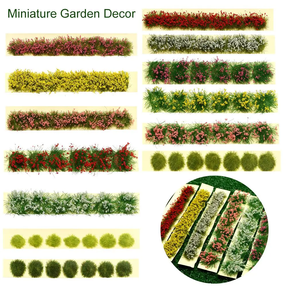 Miniature Garden Decor Grass Tufts and Flower Clusters