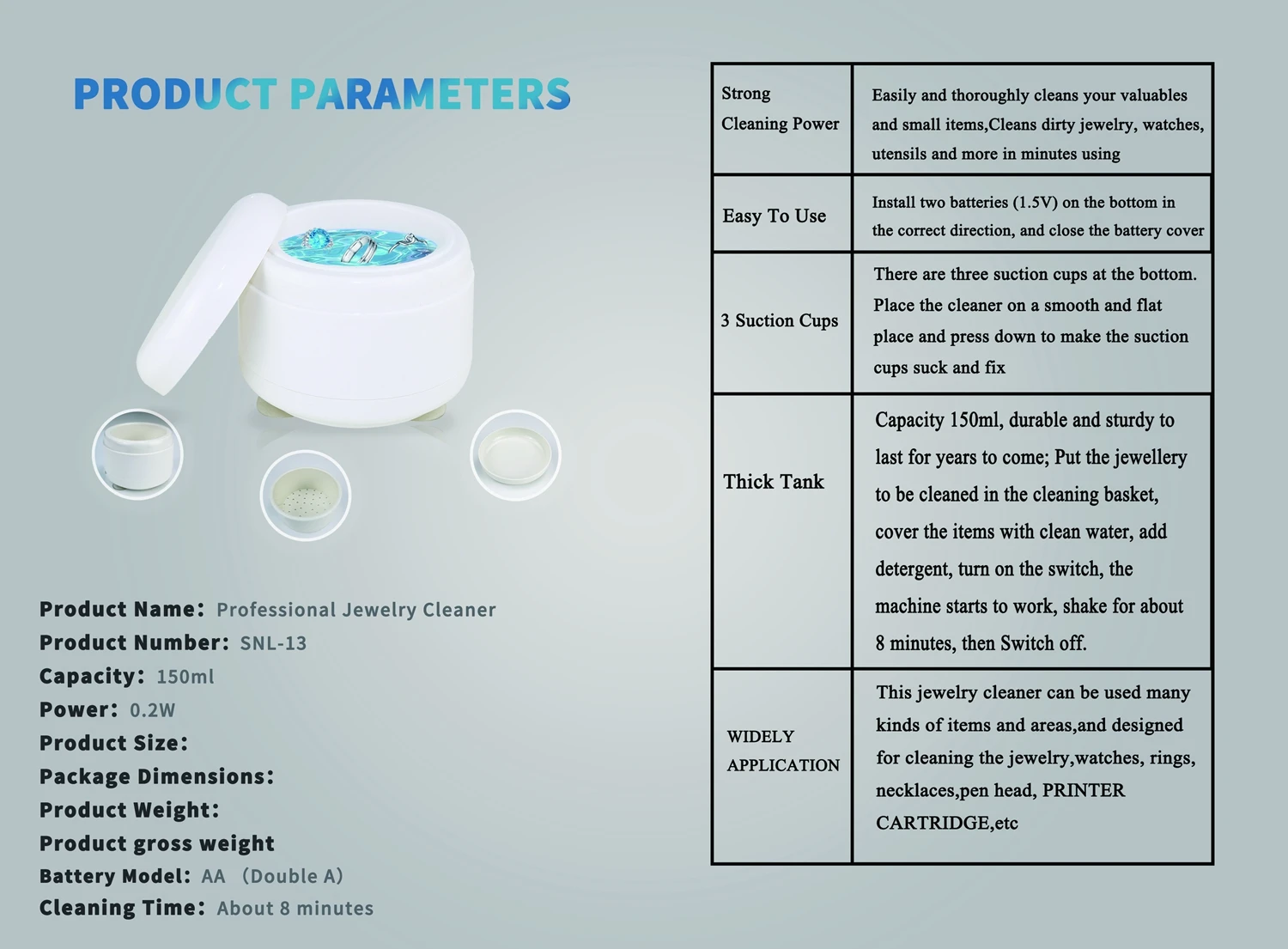 가정용 초음파 청소 기계, 미니 골드 및 실버 쥬얼리, 휴대용 클리너