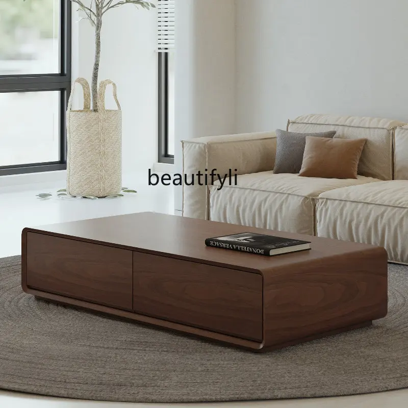 

Coffee Table TV Cabinet Combination Modern Minimalist Living Room Furniture Nordic Light Luxury Walnut Color Tea Table
