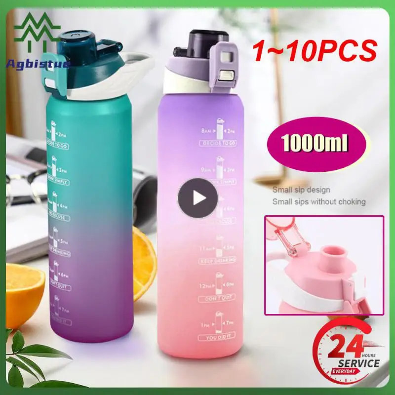 

1~10PCS Portable Water Bottle Water Cups Motivational Sports Water bottle with Time Maker Leak-proof Cup for Outdoor Sport