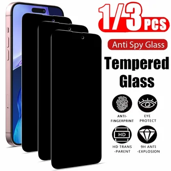 1~3PCS Anti Spy Tempered Glass For iPhone 17 17e 16e 16 15 Pro Max Privacy Screen Protector iPhone 15 14 Plus 13 12 11 Pro Max Antiespia Pelicula de Cristal Templado iPhone 17 Pro Max anti-peeping Protective Film 1