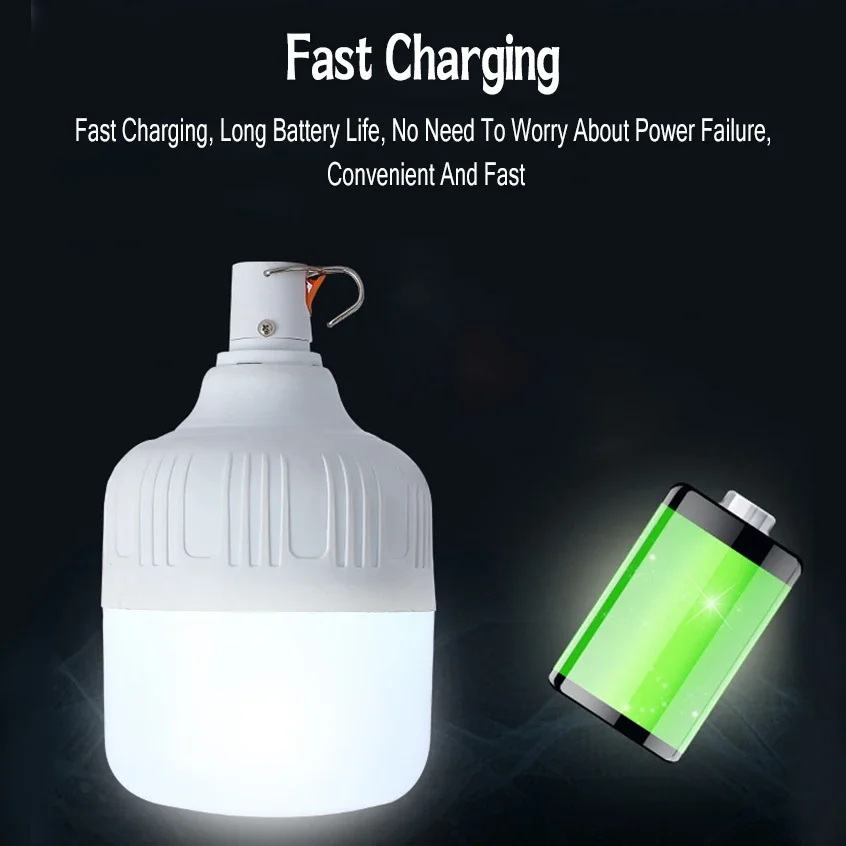60W 80W Camping Lantern USB Rechargeable LED Emergency Lamp Portable with Hook for BBQ Tents