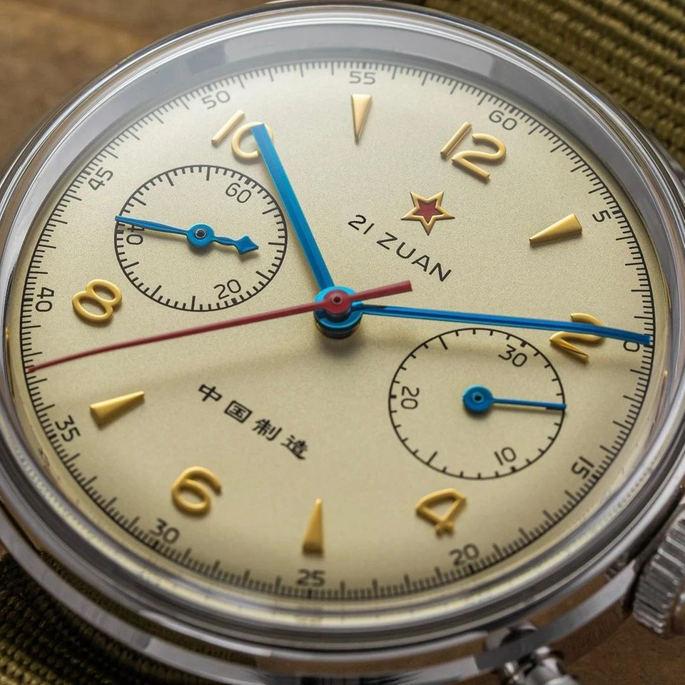 SEAKOSS Men's 1963 Pilots Chronograph Manual Winding Movement Air Force Mechanical Watches St1901 Movement for Men Retro Watch