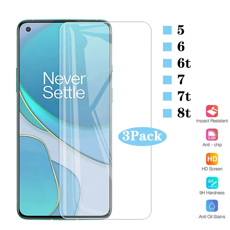 

Tempered Glass Phone Accessories oneplus8t Screen Protector For Oneplus 8T 7T 7 6T 6 5 T 1+8t Temper glas safety Protective film