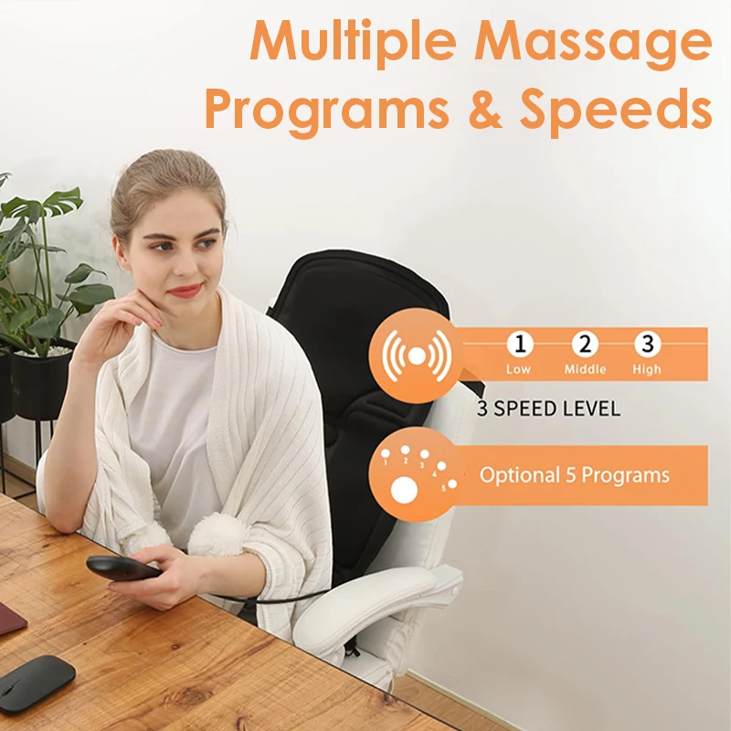 Home Office Car Full-Body Massage Cushion Heat 7 Motors Vibrate Back Neck Mat Chair Massage Relaxation Seat New Year's Present massage cushion