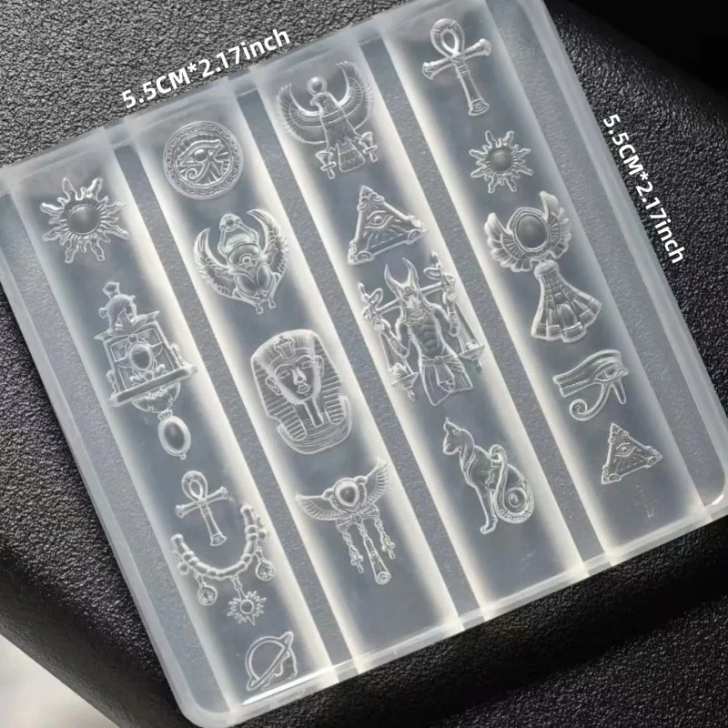 레트로 이집트 스타일 이국적인 비잔틴 보석 릴리프 네일 아트 3차원 예술 투명 실리콘 몰드