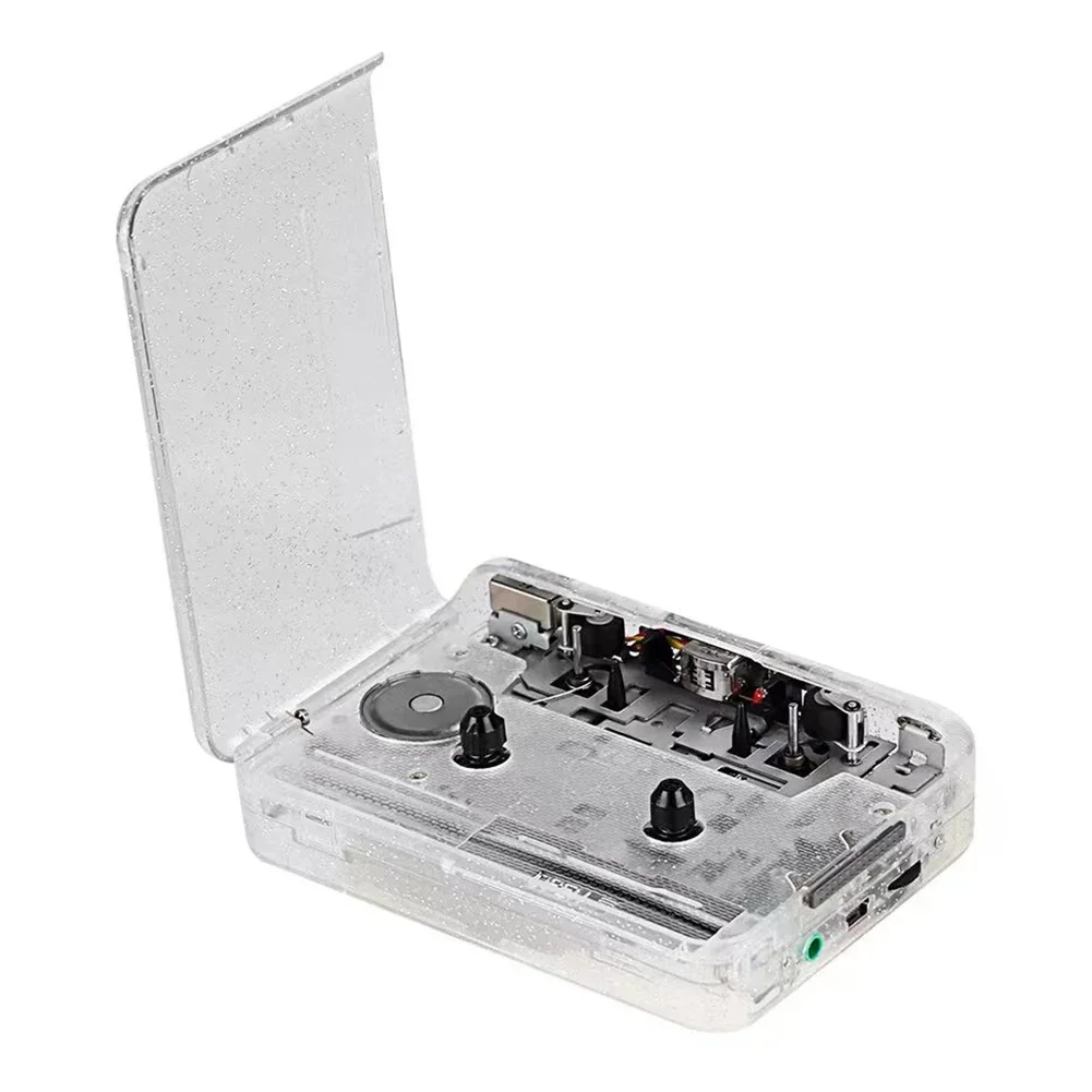 Full Transparent Shell Cassette To MP3 Format Tape Player, USB2.0 Tape Player USB Type-C English Listening Player for Study