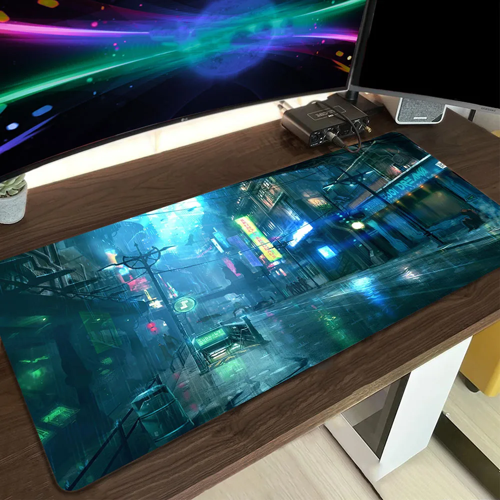 

Pc Gamer Mouse Pad Gaming Mousepad XXXL Large Japanese City Street Mouse Mat Office Rubber Desk Mat Game Speed Keyboard Pads