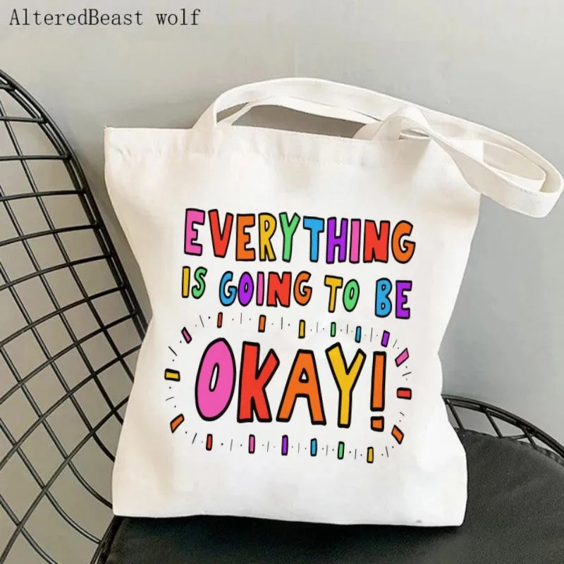 Women Shopper bag Everyone Deserves Compassion  Printed Bag Harajuku Shopping Canvas Shopper Bag girl Tote Shoulder Bag