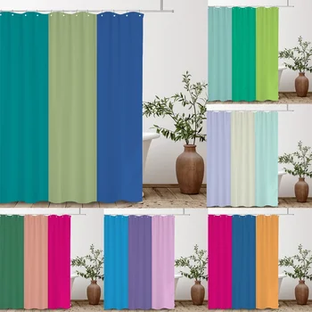 Tenda da doccia con giunture a 3 colori, tenda da doccia a righe con anelli per tende da doccia, tenda da bagno impermeabile e lavabile 1