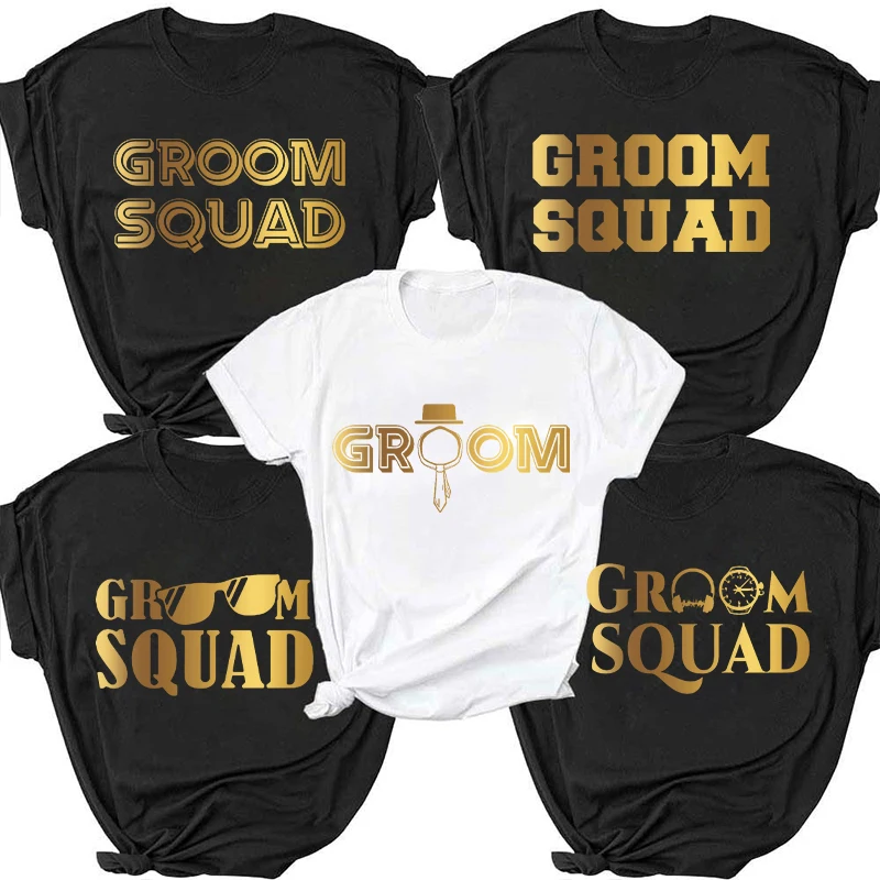 

Best Man T Shirt Team EVG Groom Squad Groomsman Tshirt Boyfriend Single Farewell Golden Graphic Tops Bachelor Stag Party Tees