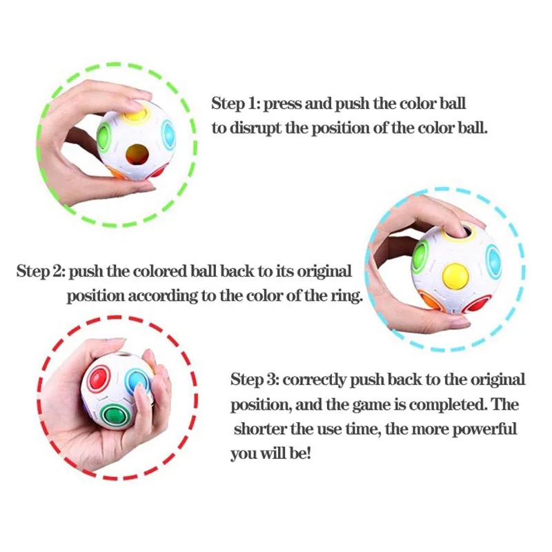 Magic Rainbow Puzzle Ball Cube Speed Ball Fun Stress Reliever Fidget Ball Toy Christmas Stocking Stuffers for Kids And Adults 4