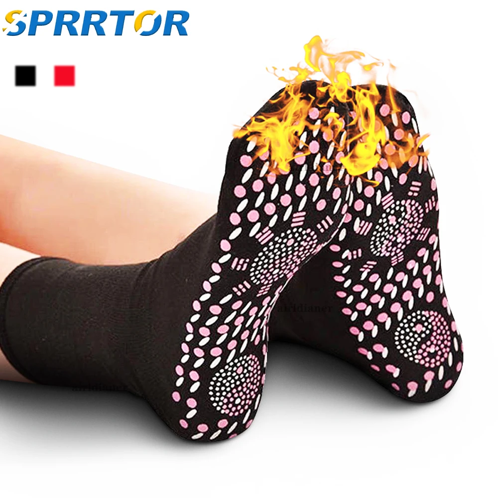 1 Pair Winter Self-heating Magnetic Women Socks for Men Self Heated Socks Tour Magnetic Therapy Comfortable Warm Massage Socks 1 pair middle tube twist warm women socks flower pattern ethnic print crew socks for autumn winter