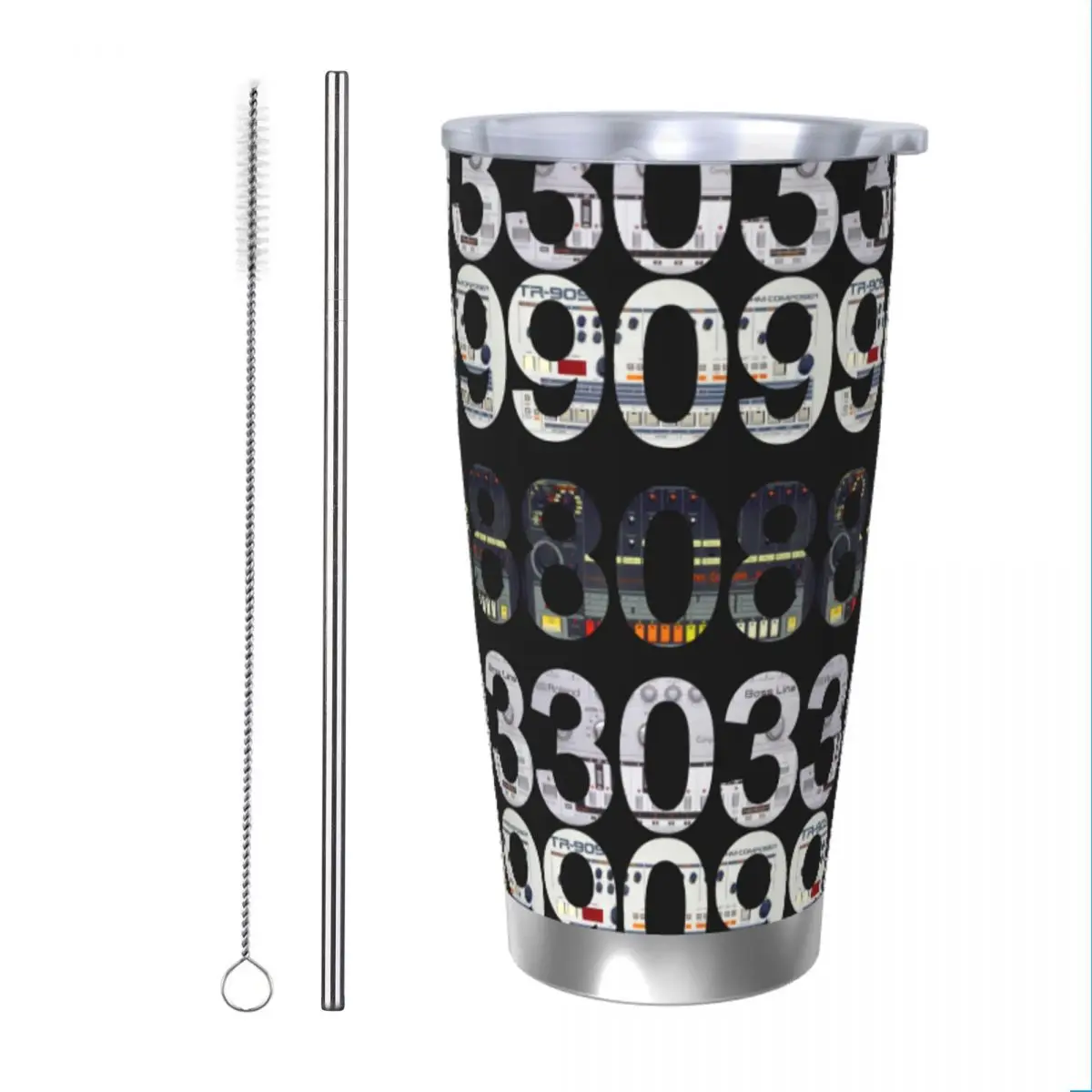 Roland 909 808 303 Synth Drum Machine Tumbler Tazze Da Caffè Con Isolamento Sottovuoto Con Coperchio Paglia Tazza A Doppia Parete Bottiglia D'Acqua, 2