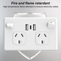 【ได้รับการรับรองจาก SAA】 ตัวแปลงปลั๊กชาร์จเร็วแบบหลายพอร์ต: ปลั๊กไฟ AC 2 ช่อง + USB-A 2 ช่อง + Type-C 1 ช่อง: ทนไฟและป้องกันการลุกลามของไฟ 3