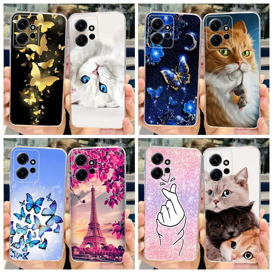 Cute Cat Butterfly Soft Silicone Phone Case - Durable Protective Coque Bumper
