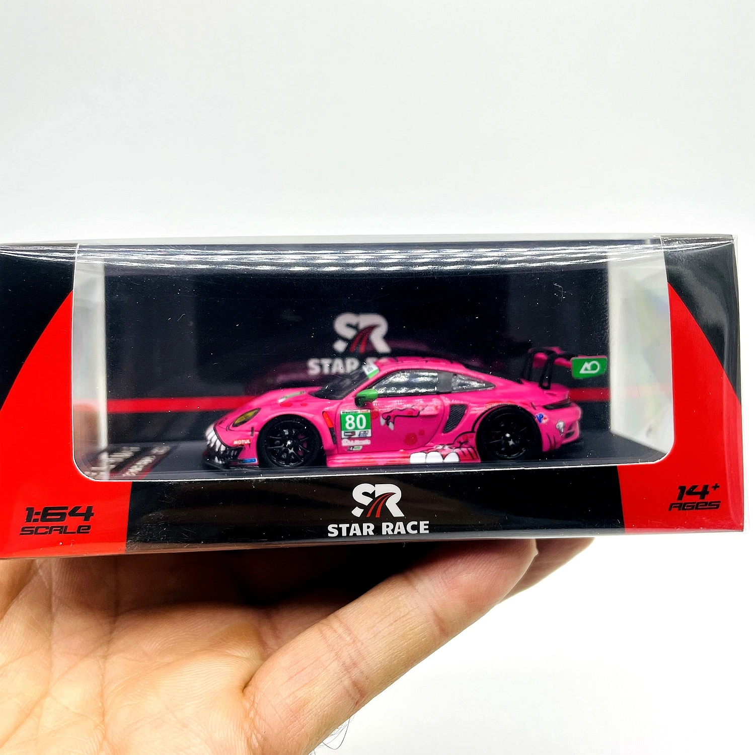 SR 1:64 STAR RACE 911 GT3 pink/green alloy car model 5