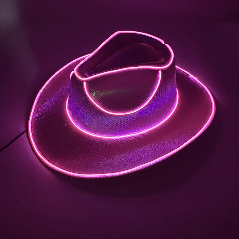 New Arrival Pearlescent Cowboy Hat Dance Costume Decorate Glowing Cowgirl Cap Glowing For Neon NightClub 4