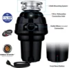 Maid 10-US-WM-658-3B Garbage Disposal Anti-Jam Stainless Steel Food Waste Grinding System, 1-1/4 HP Premium, Black 3