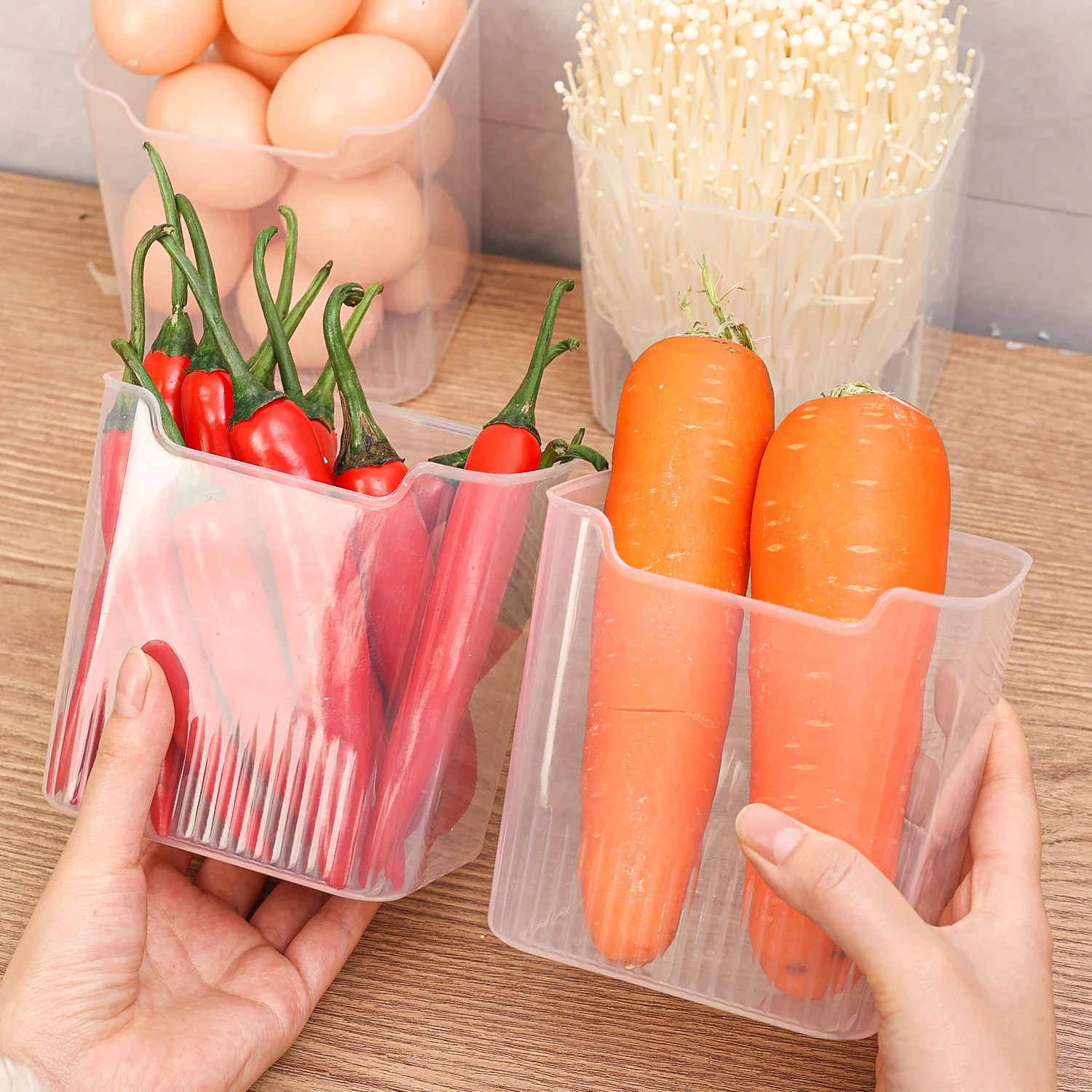 6/1PCS Fridge Door Organizer Box Fruits Food Preservation Box Space-Saving Refrigerator Storage Case Kitchen Snacks Containers 5