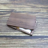 Minimalist Solid Wood Business Card Holder, Slim Pocket Card Case with Magnetic Closure, Professional Business Card Organizer 2