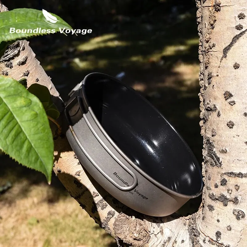 Non Stick Frying Pan Boundless Voyage Titanium Non-stick Frying Pan Ceramic Coating Folding Handle Outdoor Camping Picnic Plate Dish