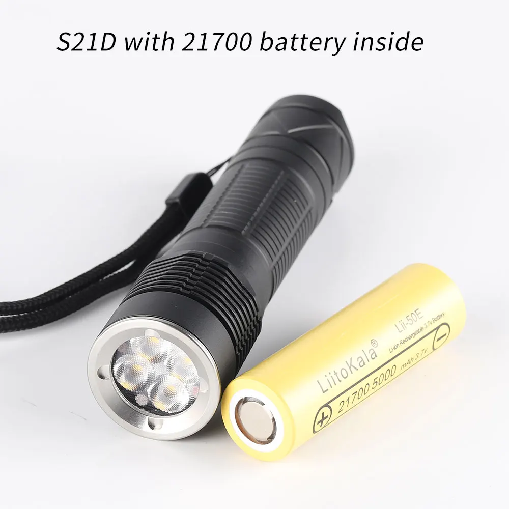 Convoy S21D 21700 LED Flashlight with Quad TIR Lens 519A 8groups 2500LM Torch Lighter for Hiking