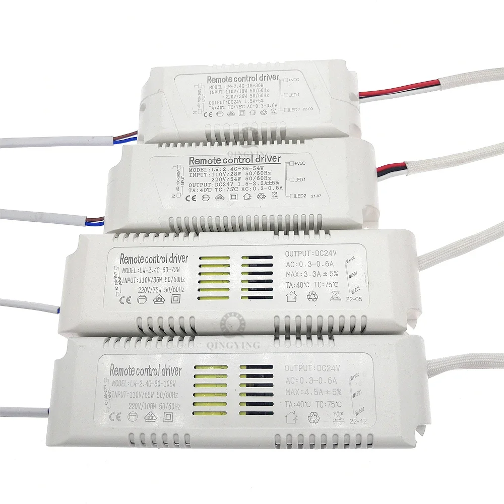 AC110V-220V 18W-108W-150W 출력 24V 2.4G 원격 제어 LED 드라이버 전원 공급 장치 듀얼 컬러 LED 스트립 디밍 색상 변경