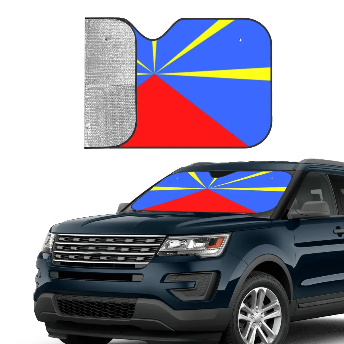Reunion Island Flag Car Windshield Sunshade Foldable Sun Blocker Car Window Shades