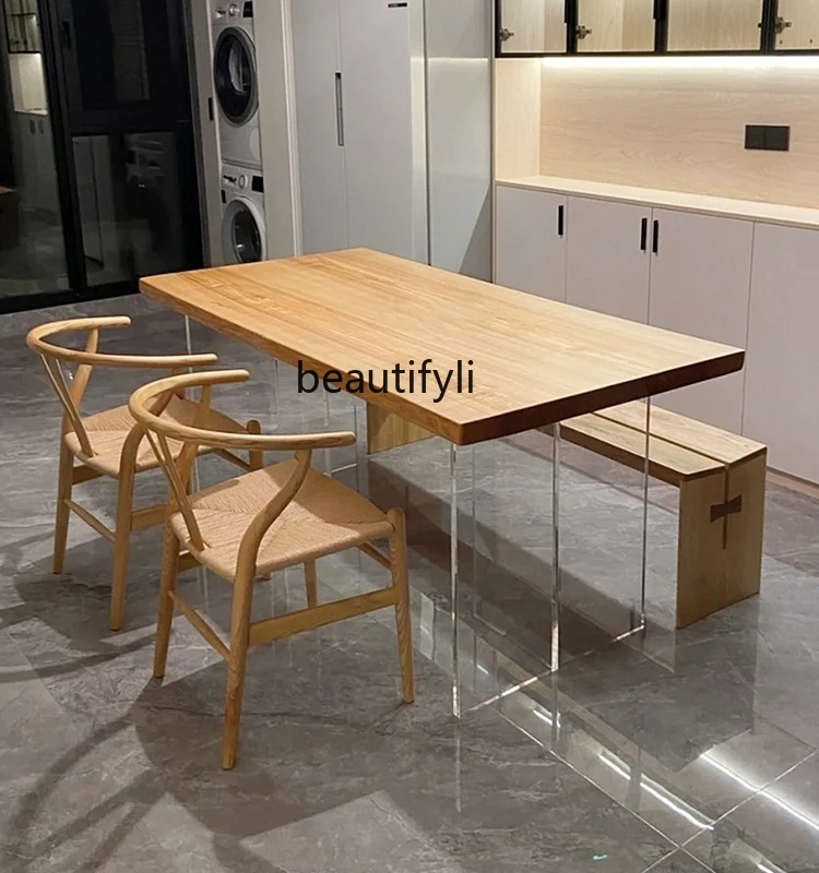 

Большой стол из ореха, акриловый подвесной Рабочий стол для балкона, полная доска, черный ореховый орех, ясень