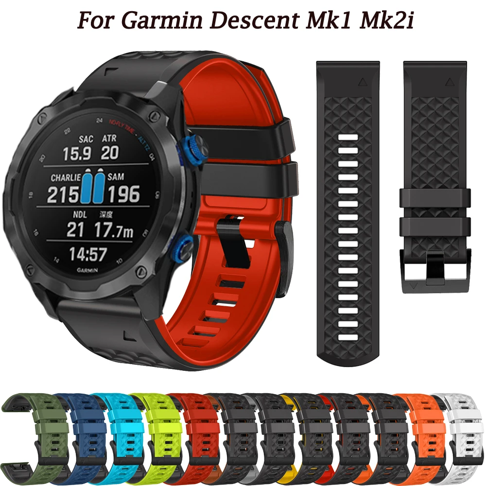 26 Cinturini In Silicone Da 22Mm Per Garmin Descent Mk1 Mk2I Smart Watch Band Bracciale A Sgancio Rapido Fenix 6X 6 Pro 5X 5 Plus 7X 7 Correa