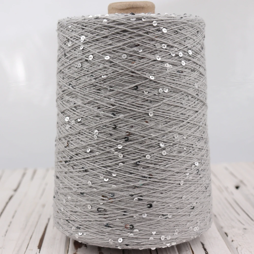  Блэк пряжа 500g 4000M 3mm Sequin cotton yarn DIY Knitted decoration Hand crochet KNITTING YARN 2