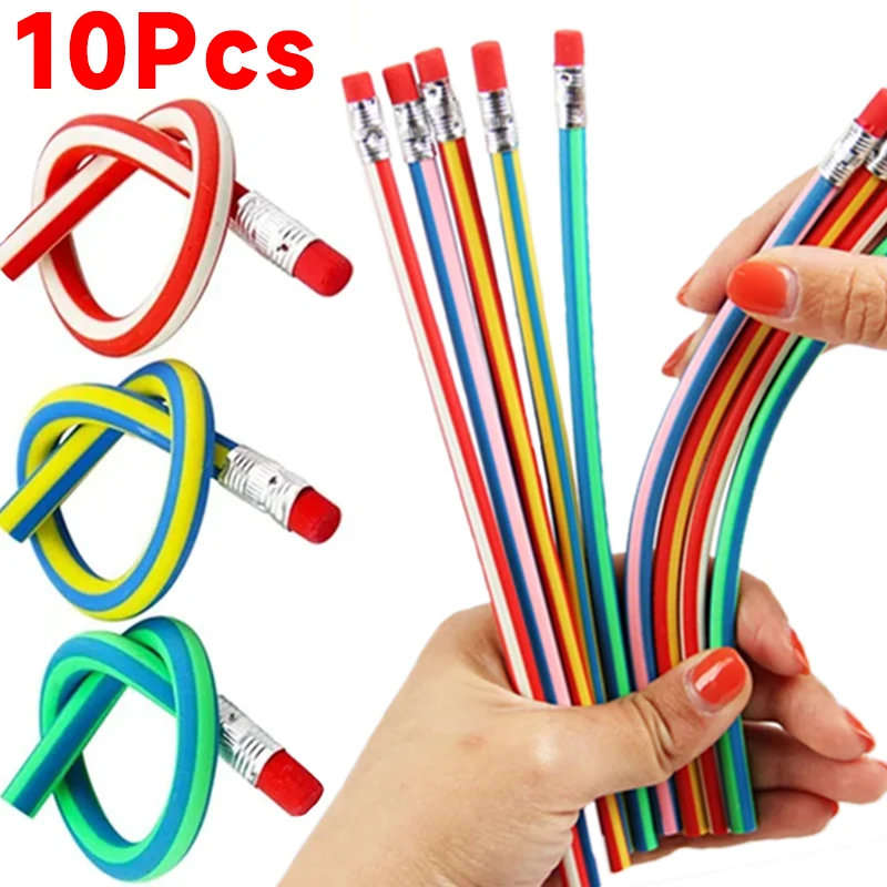 

10/1Pcs Magic Bendy Flexible Soft Pencil with Eraser Colorful Creative Novelty Bend Pencils for Kid Student Gift School Supplies