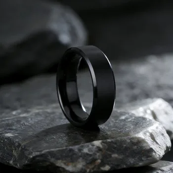 Anelli in Acciaio Inossidabile Nero per Uomo e Donna, Gioielli di Moda, Anello per Matrimonio e Fidanzamento, Accessorio Maschile di Alta Qualità Opaco