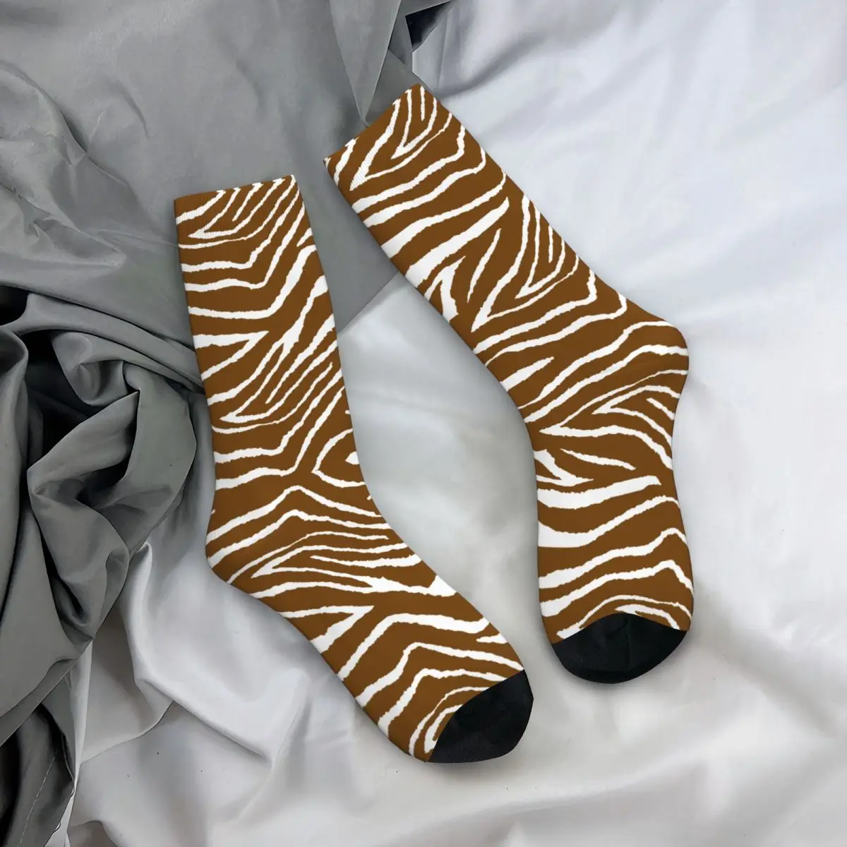 

Fashion Zebra Animal Print Pattern Sports Socks Polyester Long Socks for Women Men