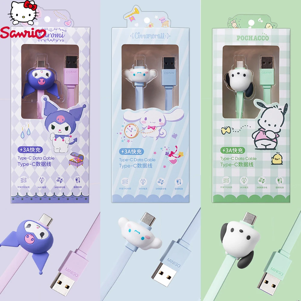

Sanrio Kuromi Type C Fast Charging Cable USB Cord Kawaii Cinnamoroll Pochacco Cartoon Data Line Gifts For Huawei Xiaomi