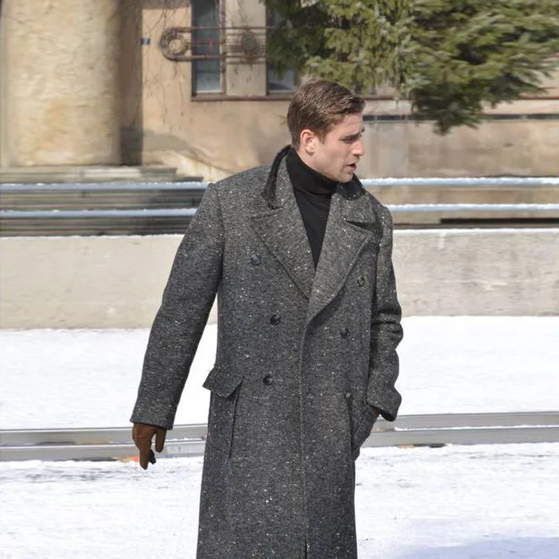 

YANGHAOYUSONG Homemade The movie "Although it's snowing" gray mid-length woolen coat YUTU&MM men's top