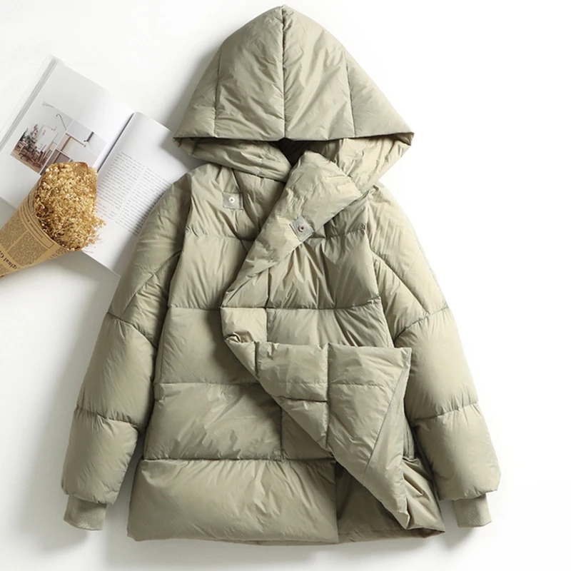 

Women's Winter Down Jacket 2023 New Oversized Hooded Puffer Coat Female Bat Sleeve Plus Size Casual Loose Thick Warm Overcoats