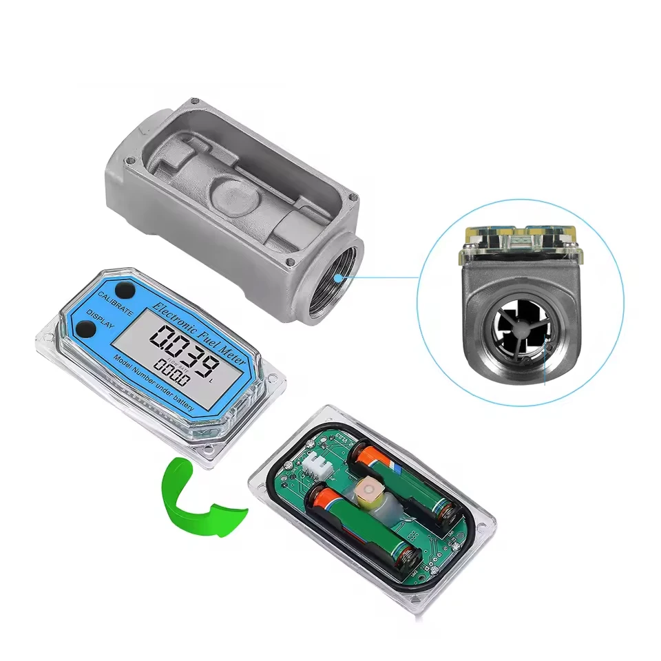 1inch Electronic Turbine Flow Meter High Precision Flowmeter LCD Display Liquid