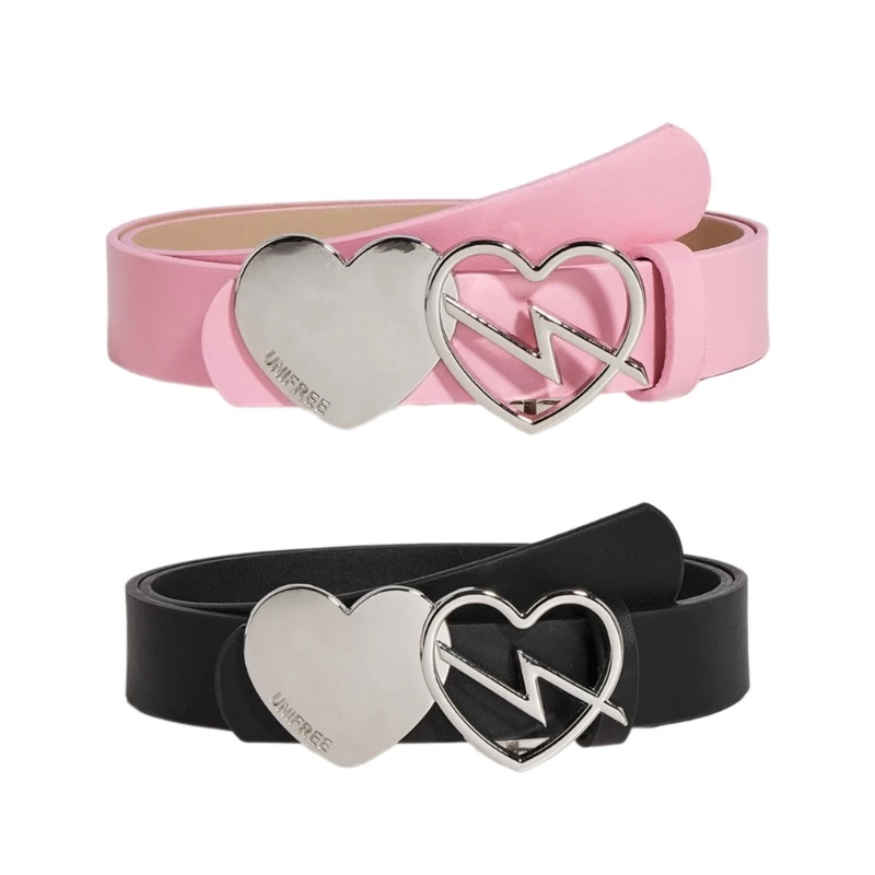 

Women Waist Belt Heart Buckle Classical Skinny Belt for Dress Casual Wear