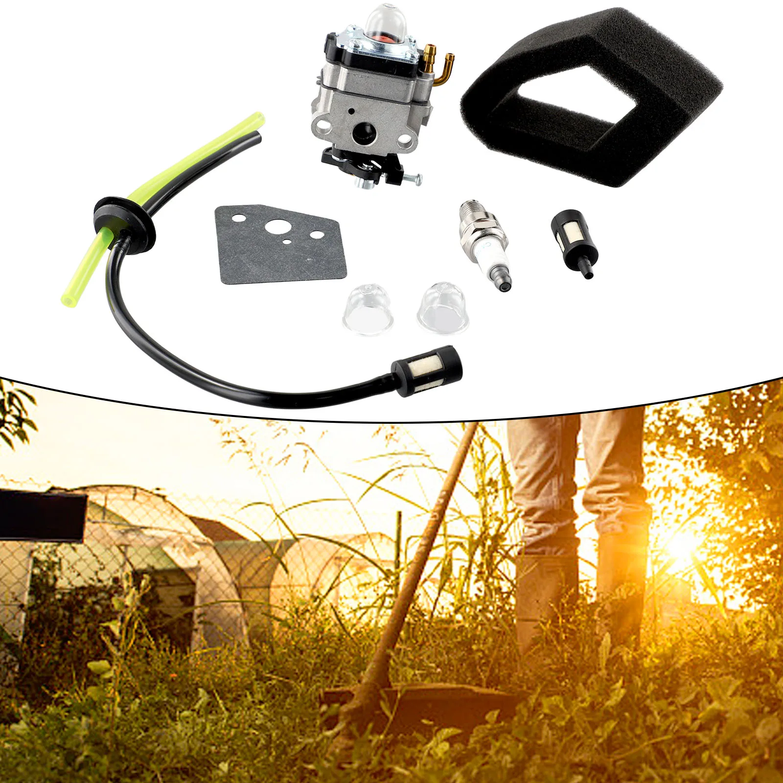 

Карбюратор для газонокосилки Honda GX22 139F 1.5HP 16100-ZM5-803, карбюратор, воздушный фильтр, Свеча зажигания, Праймер, комплект ламп