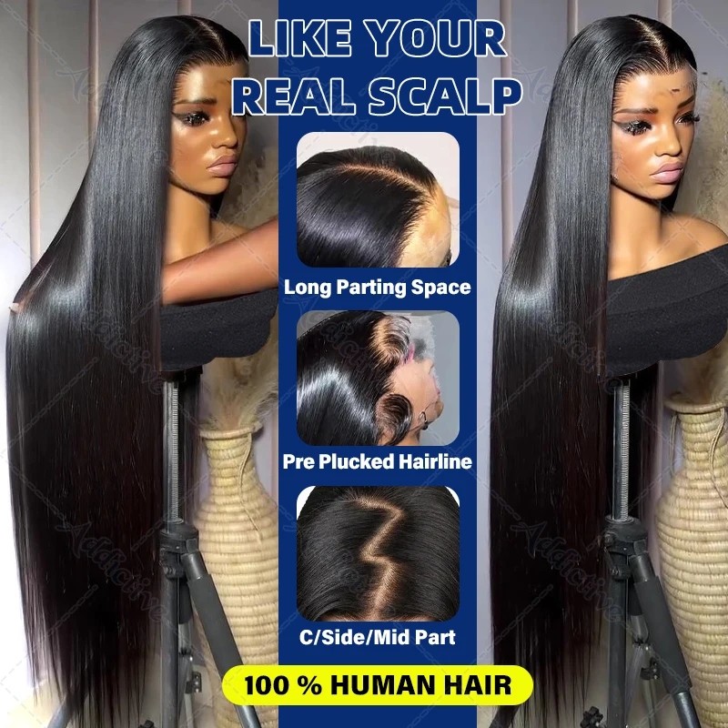 30 Inch Bone Straight 13x6 HD Transparent Lace Front Human Hair Wigs 200% 13x4 Lace Frontal 5x5 Closure Glueless Wig For Women