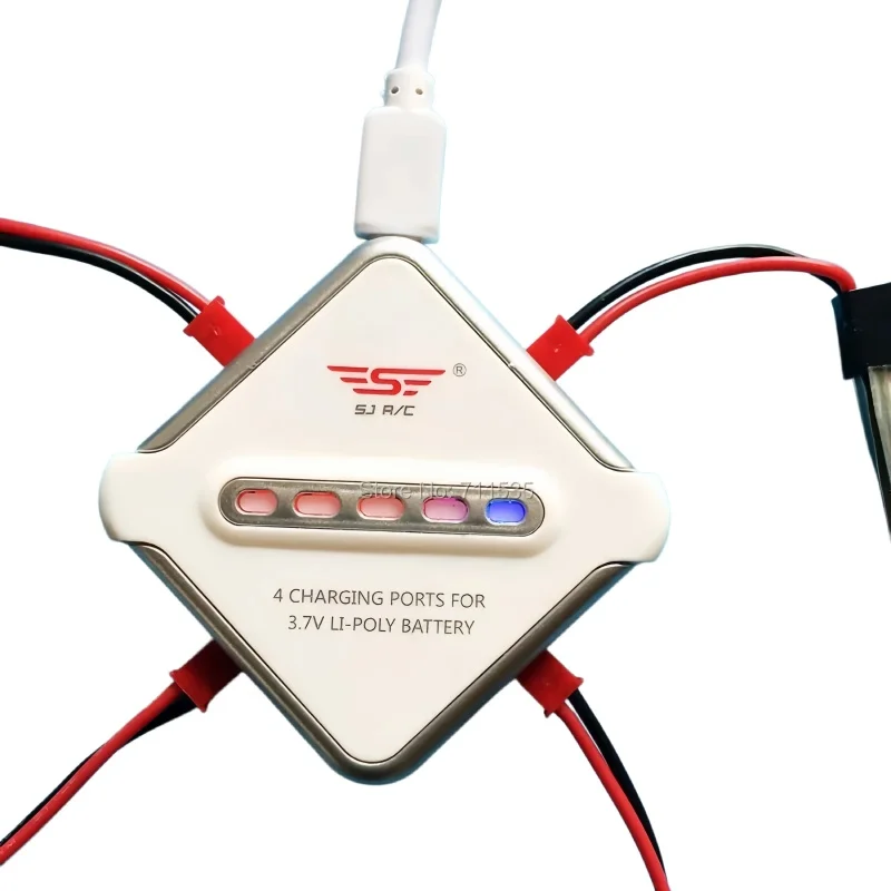Chargeur USB 4 ports LiPo 3.7V JST pour drones RC - 350-410mA/port