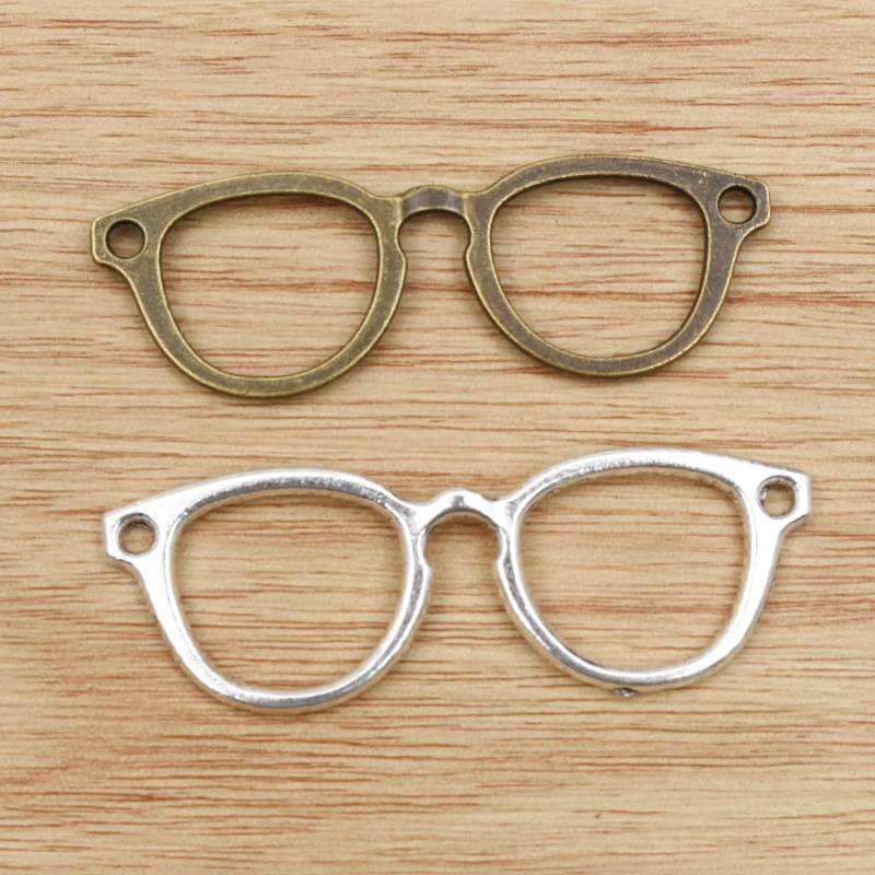 10pcs 55x19mm 골동품 실버 도금 청동 도금 안경 수제 부적 펜던트: 팔찌 목..