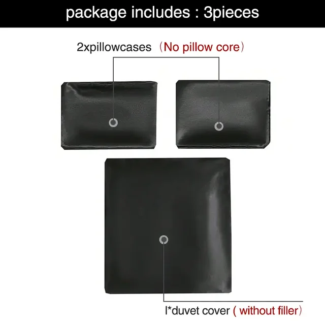 3pcs Satin Duvet Cover Set Bedding Sets Queen Black  Series Luxury Rich Silk Silky Soft Solid   Sexy Honeymoon Wrinkle Free 2