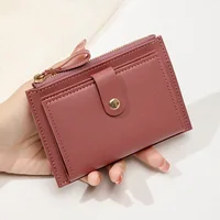 Minimalist and fashionable women's short card bag, ultra-thin mini PU leather zero wallet, women's credit card holder wallet 3