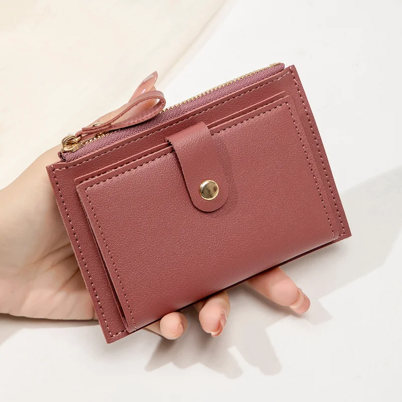 Minimalist and fashionable women' short card bag, ultra-thin mini PU leather...
