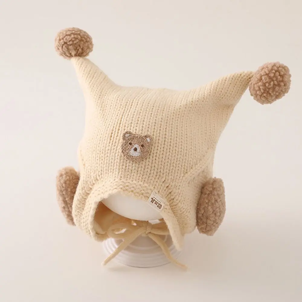 Cute Winter Baby Crochet Hat Breathable Cold-Resistant Toddler's Knitted Hat Thermal Solid Color Ear Protection Hat